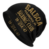 Bonnet Rocky Balboa noir au marquage doré Balboa Boxing Club, vue de trois quarts