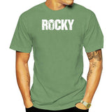 T-shirt Rocky lettrage vert sauge, marquage une seule encre