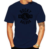 T-shirt Rocky Balboa Boxing Club bleu marine, écusson circulaire noir ton sur ton