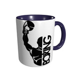 Tasse boxe bicolore vue de trois quarts, corps blanc