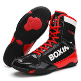 Semelle de chaussure de boxe noire à motif de gant moulé en rouge