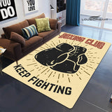 Tapis boxe motif Boxing Club Keep Fighting, fond crème