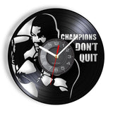 Horloge vinyle boxe, motif CHAMPIONS DON'T QUIT