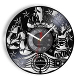 Horloge vinyle boxe, motif boxeur, étoiles et ceinture de champion