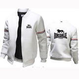 Veste Lonsdale blanche vue de face et de dos, grand logo LONSDALE LONDON dorsal