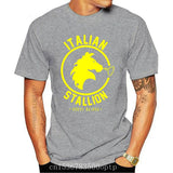 T-shirt Italian Stallion gris, emblème jaune à tête d'étalon