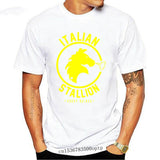 T-shirt Italian Stallion blanc, emblème jaune à tête d'étalon