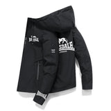 Coupe-vent Lonsdale noir à capuche, logos blancs