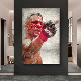 Tableau Nate Diaz au visage marque, gant de MMA a doigts decouverts
