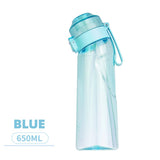 Gourde boxe aromatisée bleue 650 ml, couvercle rabattable verrouillable