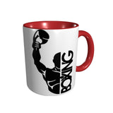 Tasse boxe corps blanc, intérieur et anse noirs