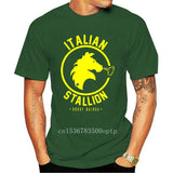 T-shirt Italian Stallion vert bouteille, emblème jaune à tête d'étalon