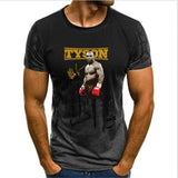 T-shirt Mike Tyson imprimé intégral noir et gris, motif de coulées en dégradé