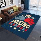 Tapis chambre ado boxe — Boxing Champions — bleu et rouge