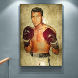 Tableau Mohamed Ali vintage, portrait sepia sur fond de papier vieilli