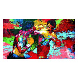 Tableau Rocky Balboa face a Apollo Creed, peinture en couleurs saturees, toile seule, sans cadre