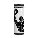 Mug isotherme boxe 400 ml blanc à motif BOXING, couvercle noir à clapet