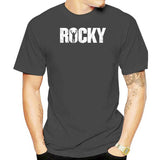 T-shirt Rocky lettrage gris anthracite, marquage une seule encre