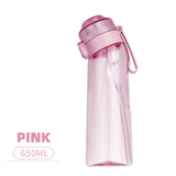 Gourde boxe aromatisée rose 650 ml, corps translucide gradué