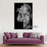 Tableau Mike Tyson, citation a gauche et visage tatoue en gros plan, toile seule, sans cadre