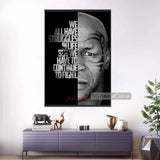 Tableau Mike Tyson, citation a gauche et visage tatoue en gros plan, accroche dans une entree
