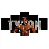 Tableau Mike Tyson 5 panneaux, vue de face sur fond blanc