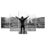 Tableau au style Rocky Balboa 5 pièces, bras levés en haut de l'escalier — vue 3