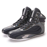 Chaussures de boxe basses grises à panneaux holographiques