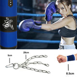 Sac de frappe lourd 150 cm tissu bleu, installation en salle — Esprit Boxe