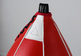 Partie supérieure de la poire de vitesse boxe rouge, laçage et boucle de suspension