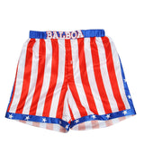 Short de boxe Rocky Balboa rayé, ceinture bleue marquée BALBOA