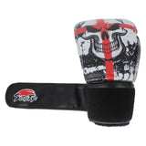 Gants de boxe Crâne Mortel, bande velcro déroulée