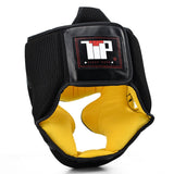 Arrière ouvert du casque de boxe en mesh : protections de joues rembourrées jaunes