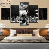 Tableau Mohamed Ali vs Sonny Liston 5 pièces, photo noir et blanc