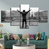 Tableau au style Rocky Balboa 5 pièces, bras levés en haut de l'escalier — vue 2