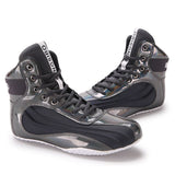 Paire de chaussures de boxe grises holographiques, semelle blanche