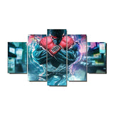 Tableau Ryu Street Fighter 5 pieces, bandeau rouge et karategi bleu-vert