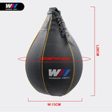 Dimensions de la poire de vitesse boxe noire : 28 cm de haut, 13 cm de large, périmètre 46 cm