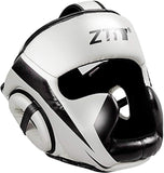 Casque de boxe intégral blanc en cuir PU, joues et mâchoire enveloppées