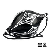 Ballon double élastique de boxe ovale noir à motif blanc, avec ses deux cordes élastiques