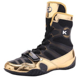 Chaussure de boxe or métallisé, vue de profil