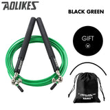 Corde à sauter boxe Skynet verte avec sac de rangement, câble acier réglable