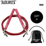 Corde à sauter boxe Skynet rouge avec sac de rangement, poignées métal
