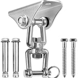 Fixation plafond sac de frappe inox, double crochets 360 degrés avec manille à goupille