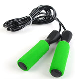 Corde à sauter boxe PVC verte, câble souple et poignées mousse