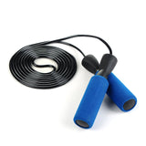 Corde à sauter boxe PVC bleue, poignées mousse pour débutant