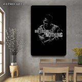 Tableau motivation boxe, capitales blanches et silhouette de boxeur en negatif