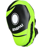 Patte d'ours boxe vert fluo et noir en cuir PU, cible blanche centrale sur la face de frappe