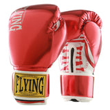 Gants de boxe Flying rouge métallisé, étiquette vintage
