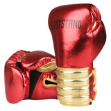 Gants de boxe Rocky Balboa rouge et or métallisés, à lacets